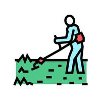 tuinman maaien gazon gras kleur pictogram vectorillustratie vector