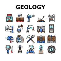 geologie onderzoek naar collectie iconen set vector