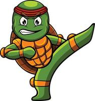 schildpad mascotte illustratie met ninja pose vector