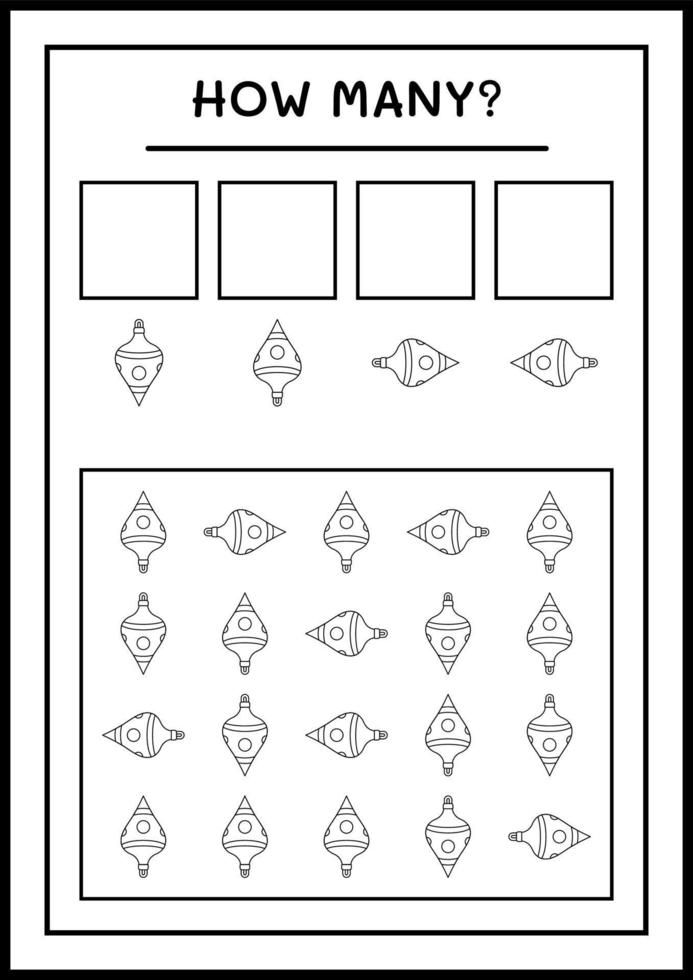 wie viele weihnachtsschmuck, spiel für kinder. Vektorillustration, druckbares Arbeitsblatt vektor