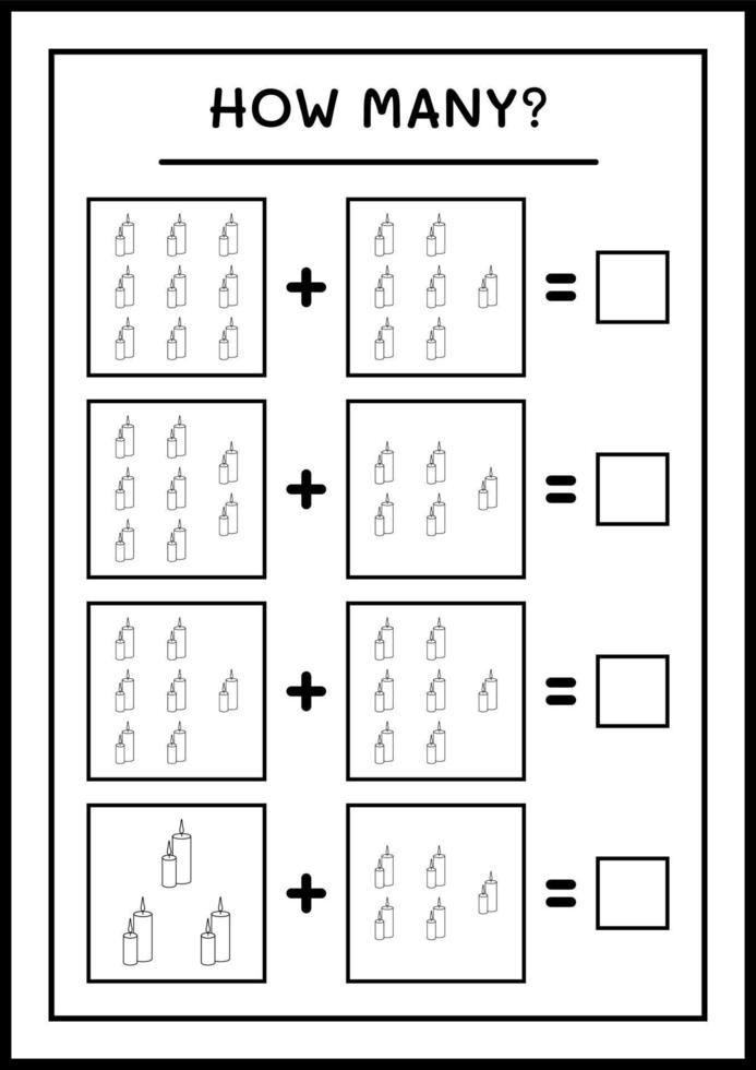 hur många julljus, spel för barn. vektor illustration, utskrivbart kalkylblad