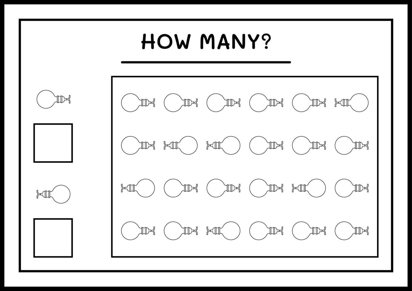 wie viele weihnachtslicht, spiel für kinder. Vektorillustration, druckbares Arbeitsblatt vektor