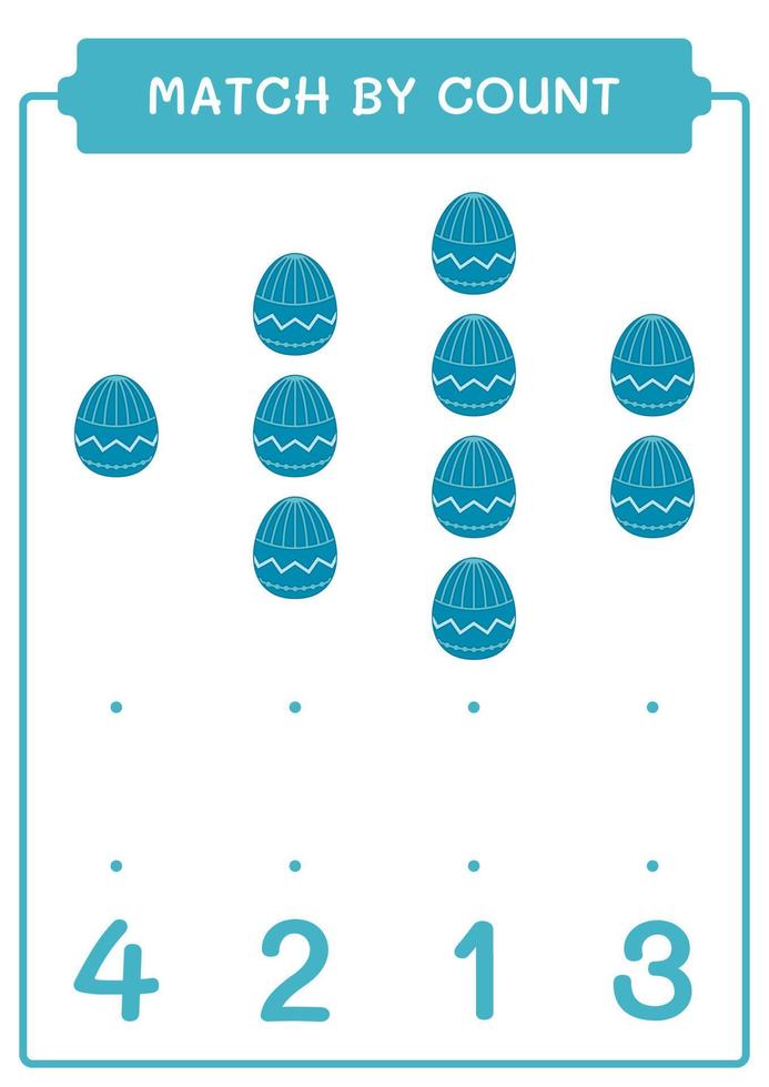 match efter antal påskägg, spel för barn. vektor illustration, utskrivbart kalkylblad