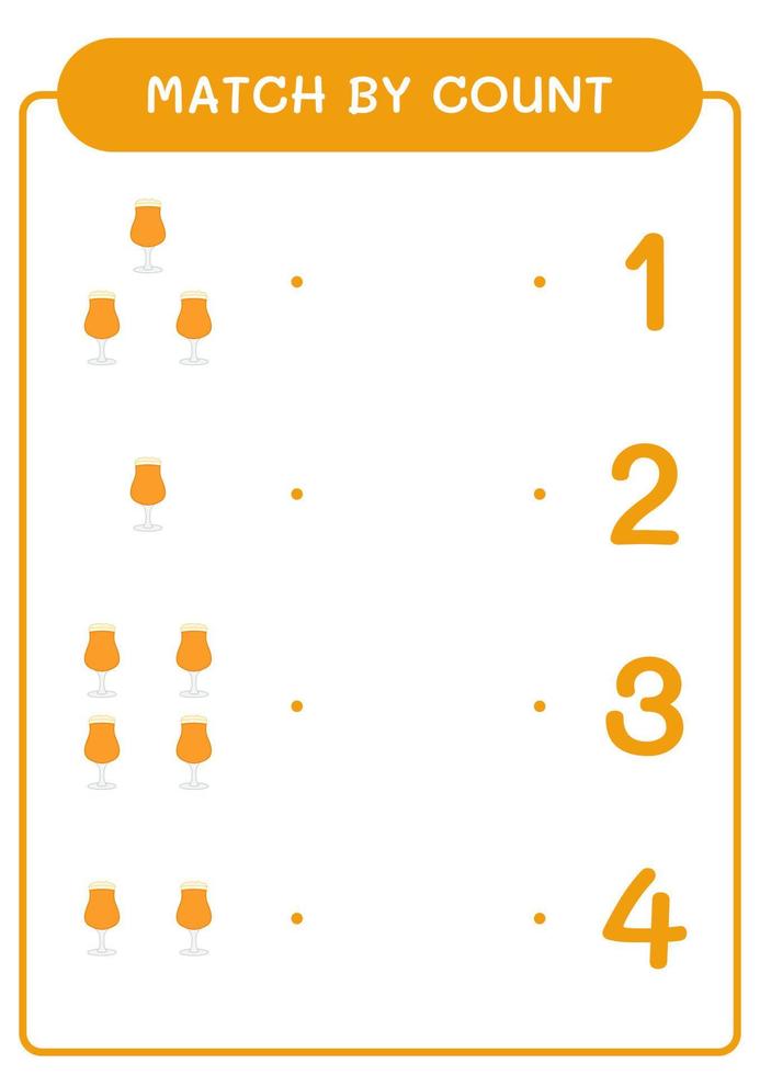 match efter antal öl, spel för barn. vektor illustration, utskrivbart kalkylblad