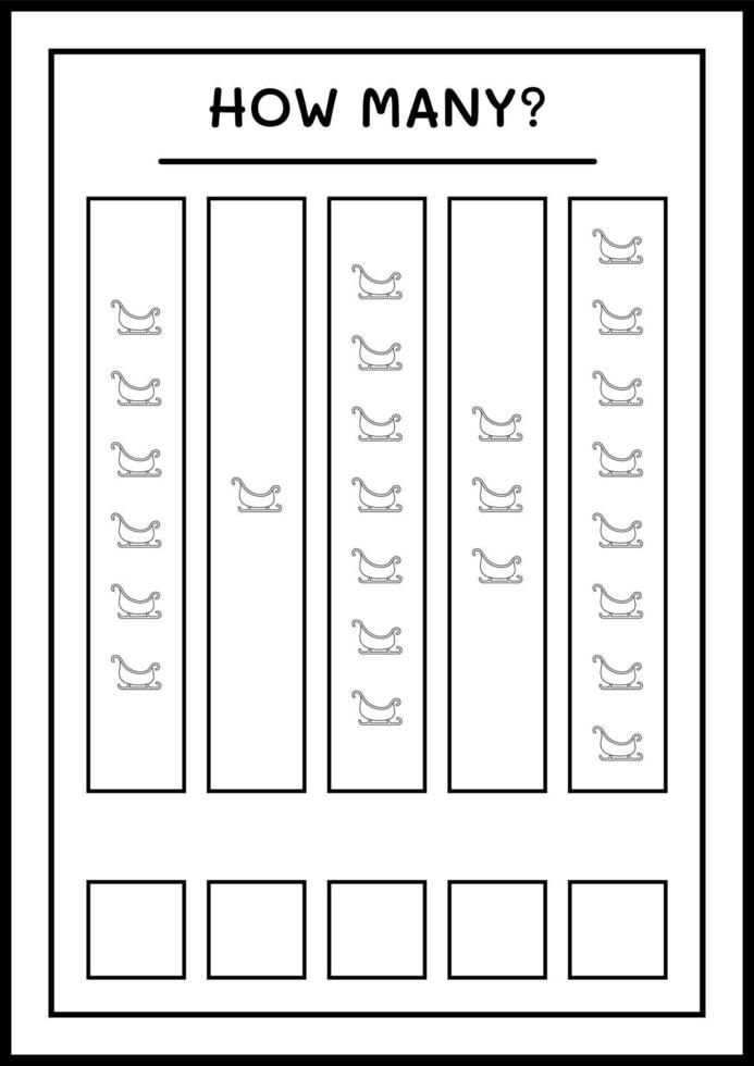 hur många jultomten släde, spel för barn. vektor illustration, utskrivbart kalkylblad