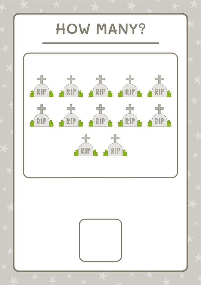 hur många gravsten, spel för barn. vektor illustration, utskrivbart kalkylblad