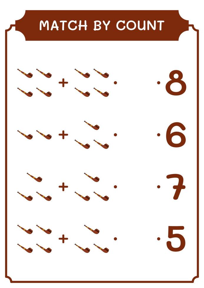 match efter antal rökpipa, spel för barn. vektor illustration, utskrivbart kalkylblad