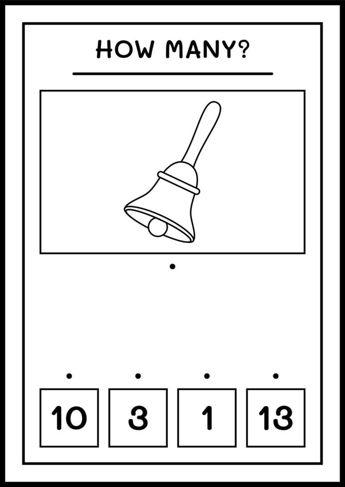 wie viele weihnachtsglocke, spiel für kinder. Vektorillustration, druckbares Arbeitsblatt vektor