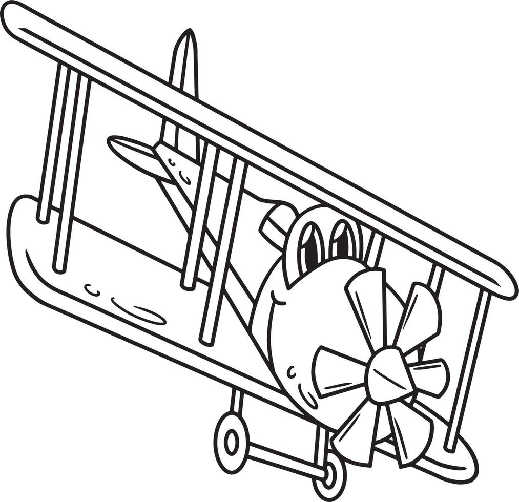 Propellerflugzeug mit Gesichtsfahrzeug zum Ausmalen vektor