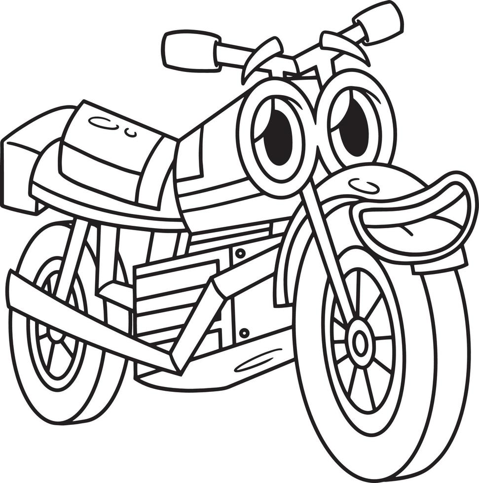 motorcykel med ansikte fordon målarbok vektor