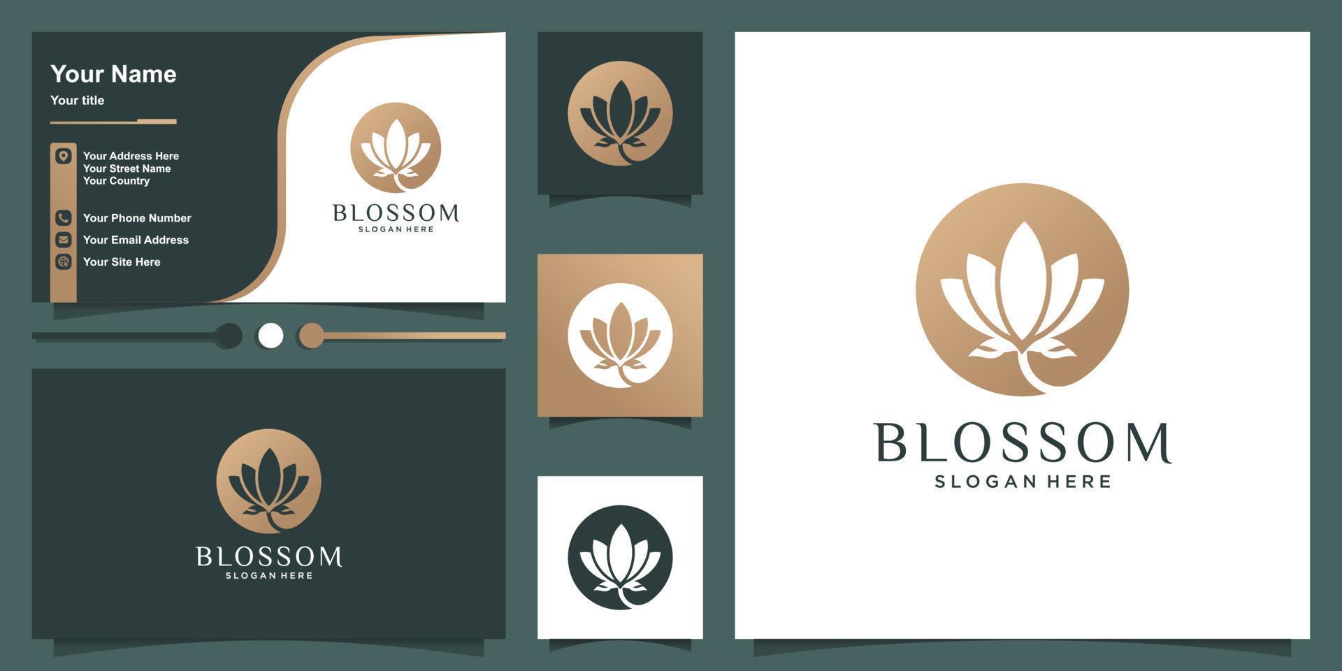 Blüten-Logo-Design mit kreativem Blumenkonzept-Premium-Vektor vektor