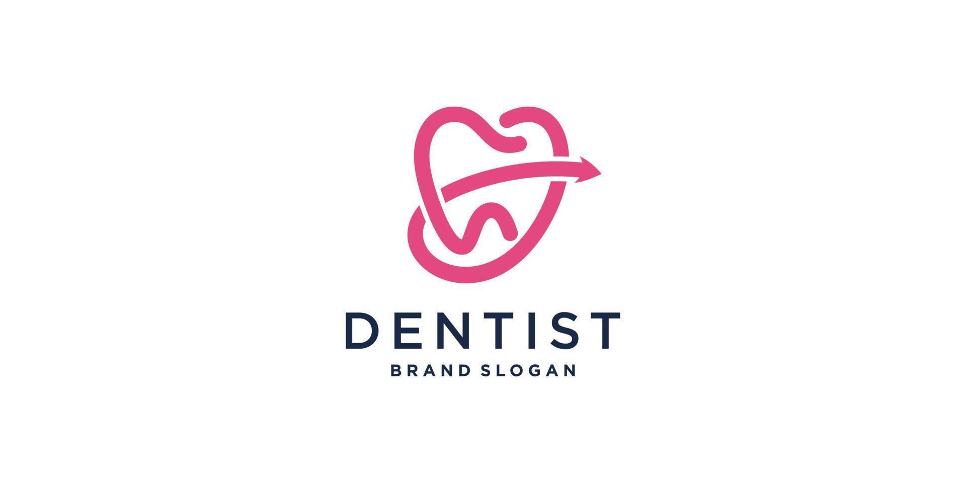 Dental-Logo-Design mit Pfeil-Konzept-Premium-Vektor vektor