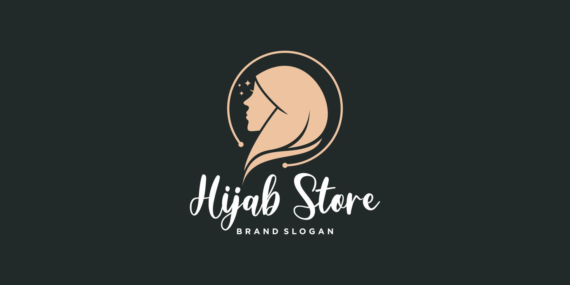 Hijab-Vektor mit einzigartigem Beauty-Konzept-Logo-Design-Premium-Vektor vektor