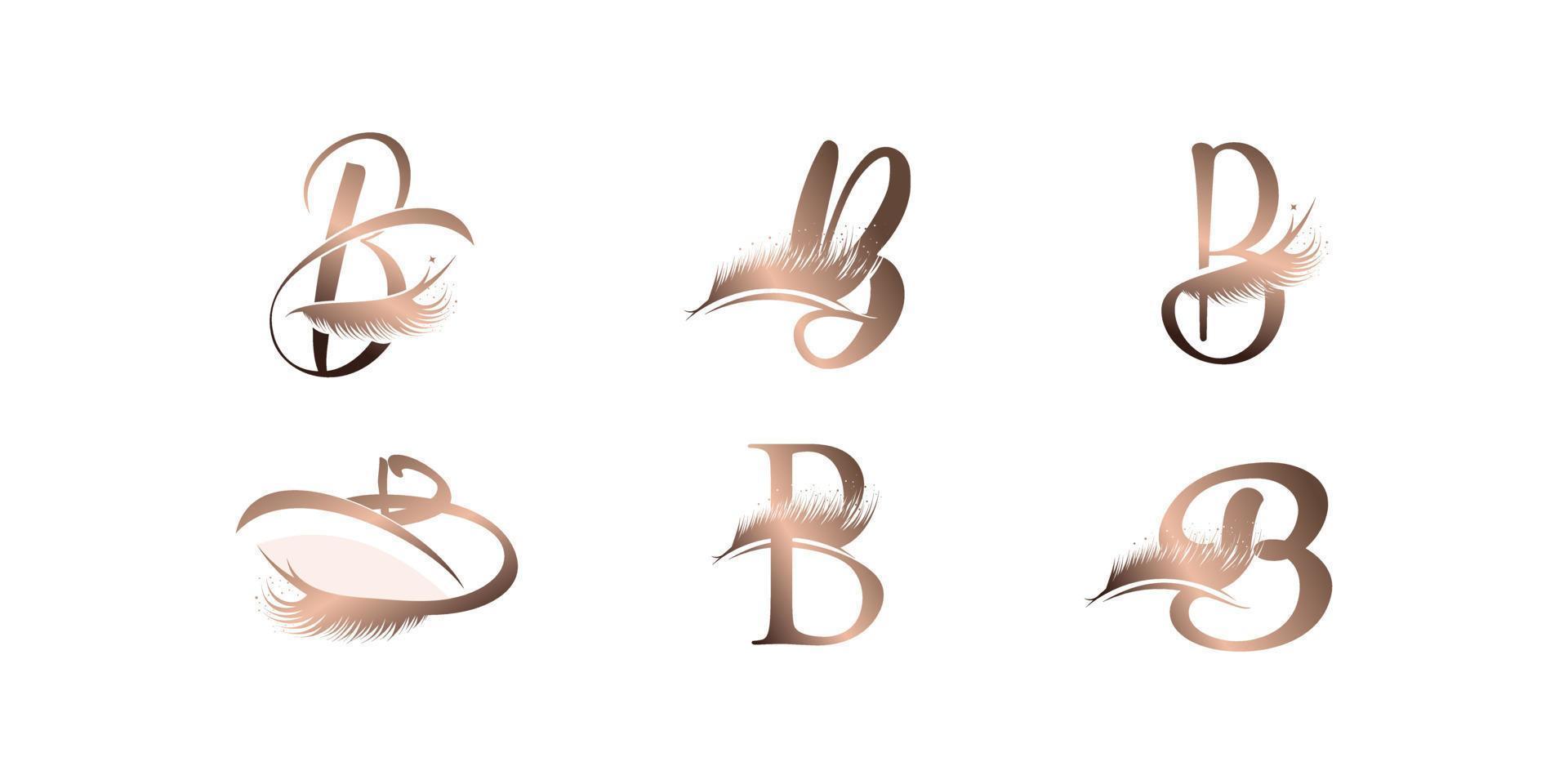 fransar logotyp samling med kreativ bokstav b design premium vektor