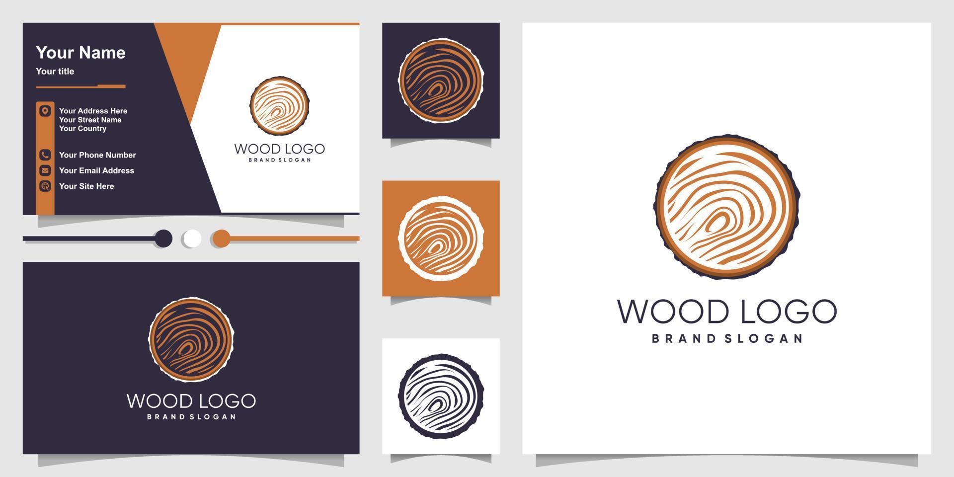 Holz-Logo-Design mit kreativem Elementkonzept Premium-Vektor vektor
