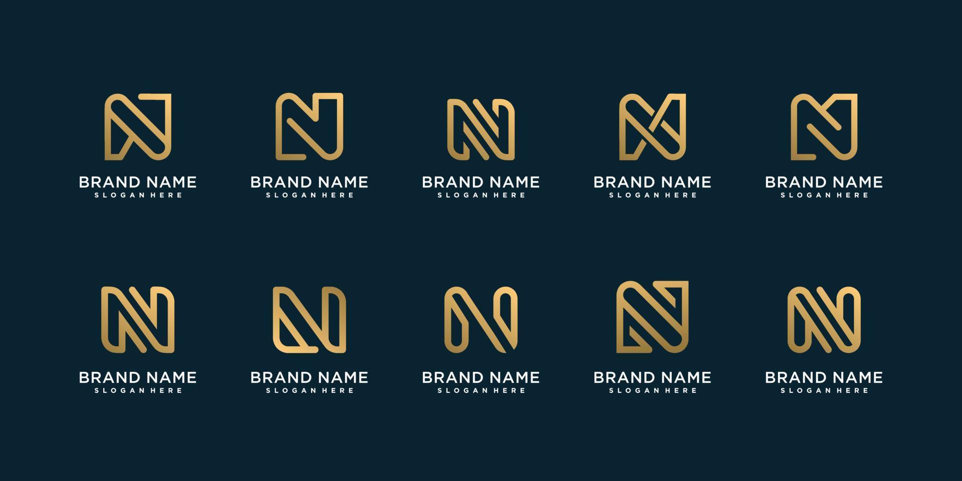 buchstabe n logo sammlung mit kreativem design premium vektor