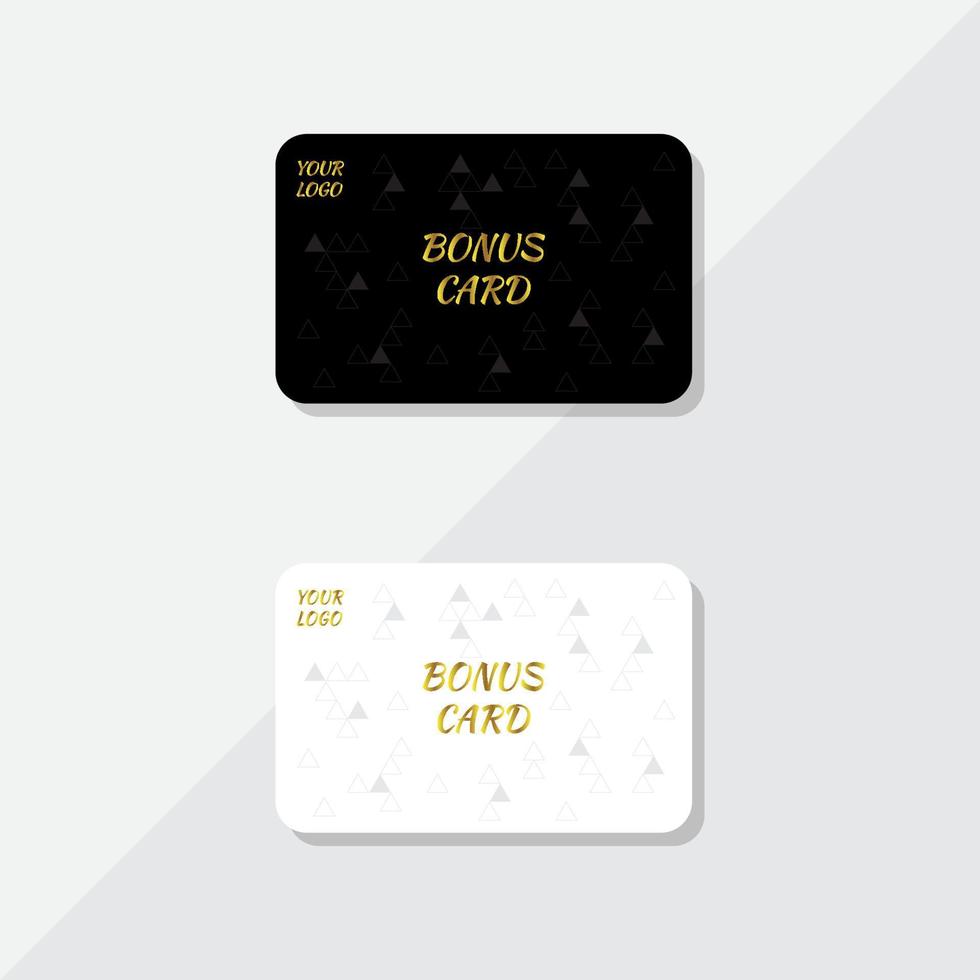 bonuskort med trianglar i bakgrunden. formell mörk och ljus mall användbar för alla design av inbjudan, lojalitetskort för shoppingkort, kupong eller presentkupong vektor