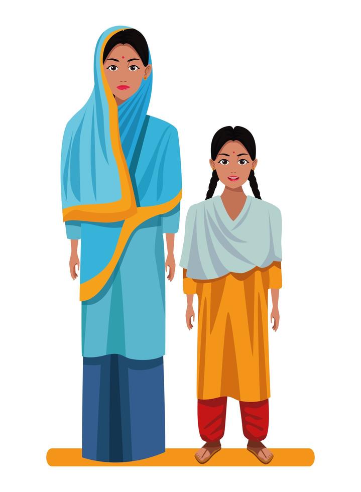 indisk mor och dotter vektor