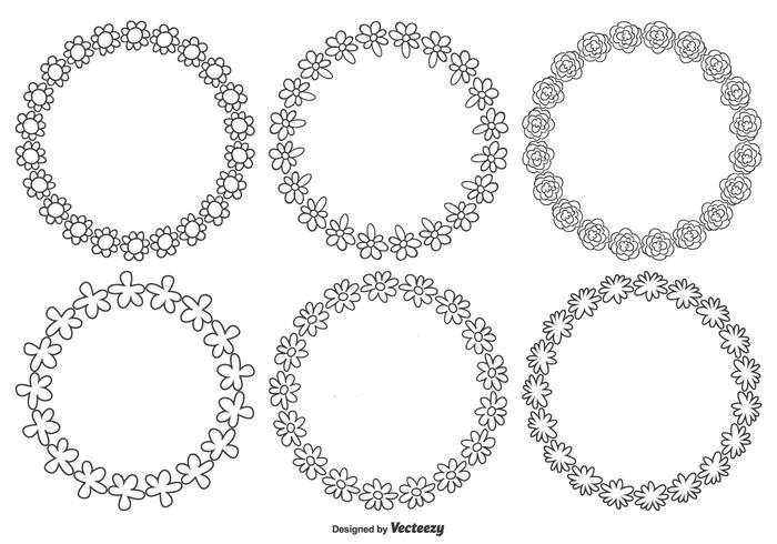 Doodle flower frame set vektor