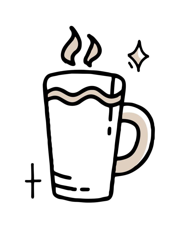 Kaffeebecher-Doodle-Clipart in schwarz-beiger Vektorgrafik im handgezeichneten Stil vektor