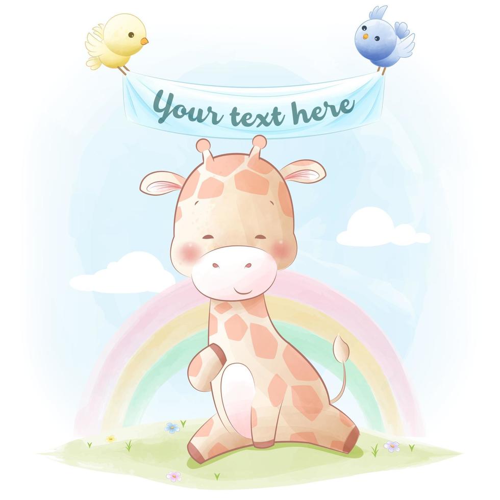 niedliche Tiervektorillustration kleine Giraffe vektor