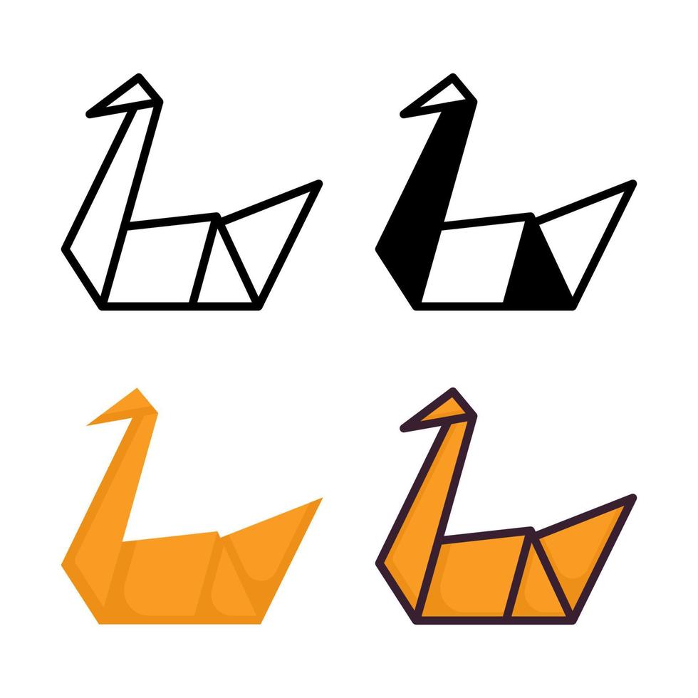 origami ikonuppsättning stil samling vektor