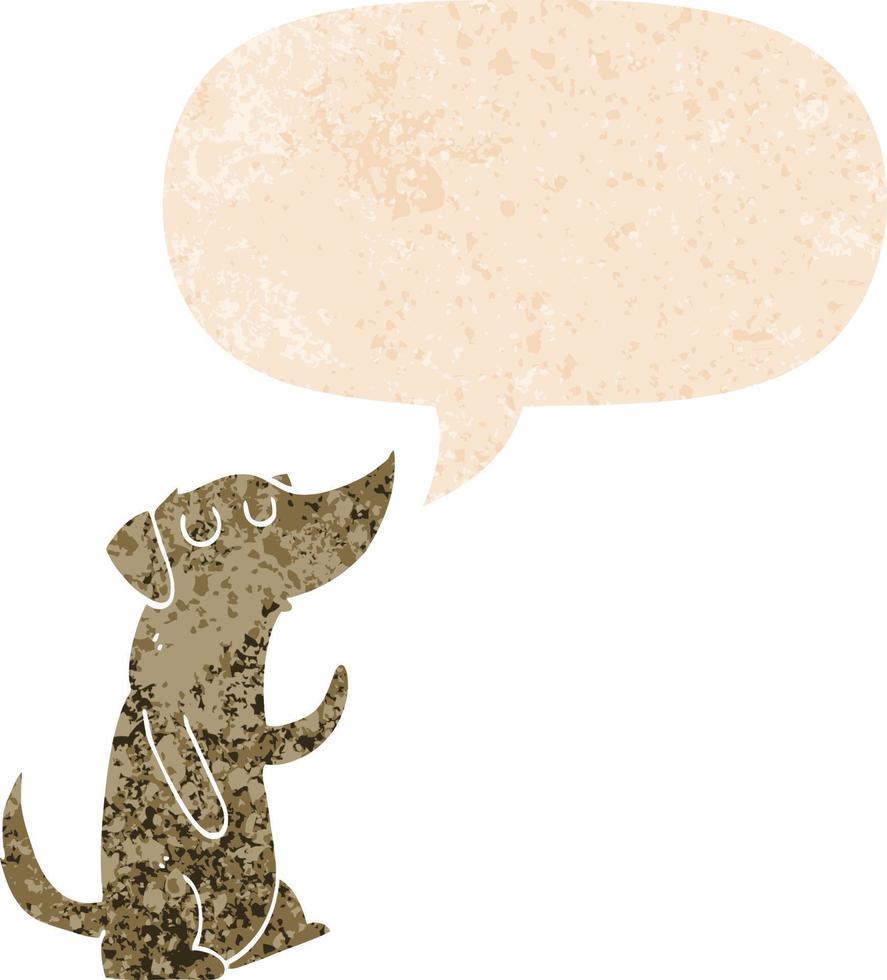 Cartoon-Hund und Sprechblase im strukturierten Retro-Stil vektor