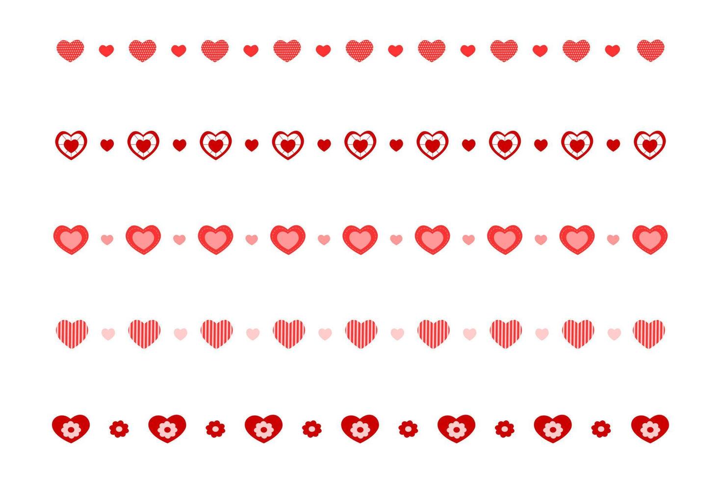 olika dekorativa bårder med hjärtan. uppsättning mallar för alla hjärtans dag-kort, bröllopsinbjudan, webbdesign vektor