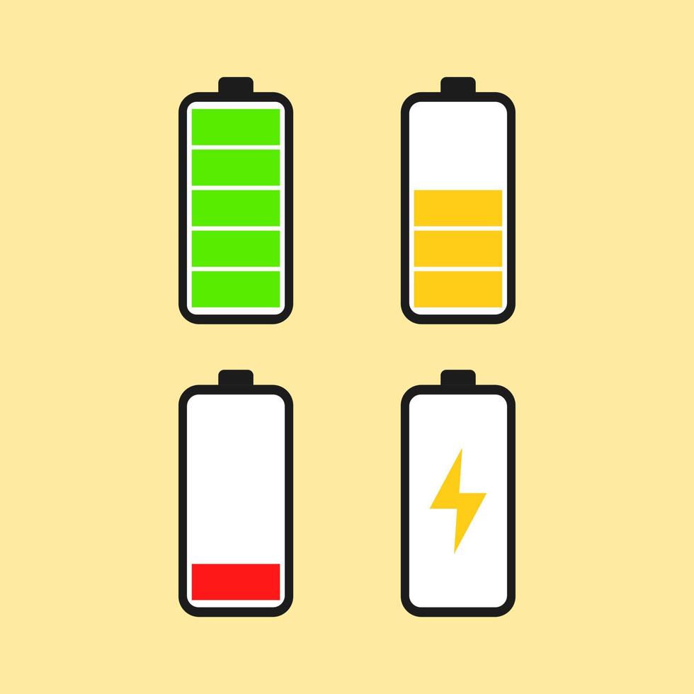 telefonens batteri energinivåindikator ikoner set vektor