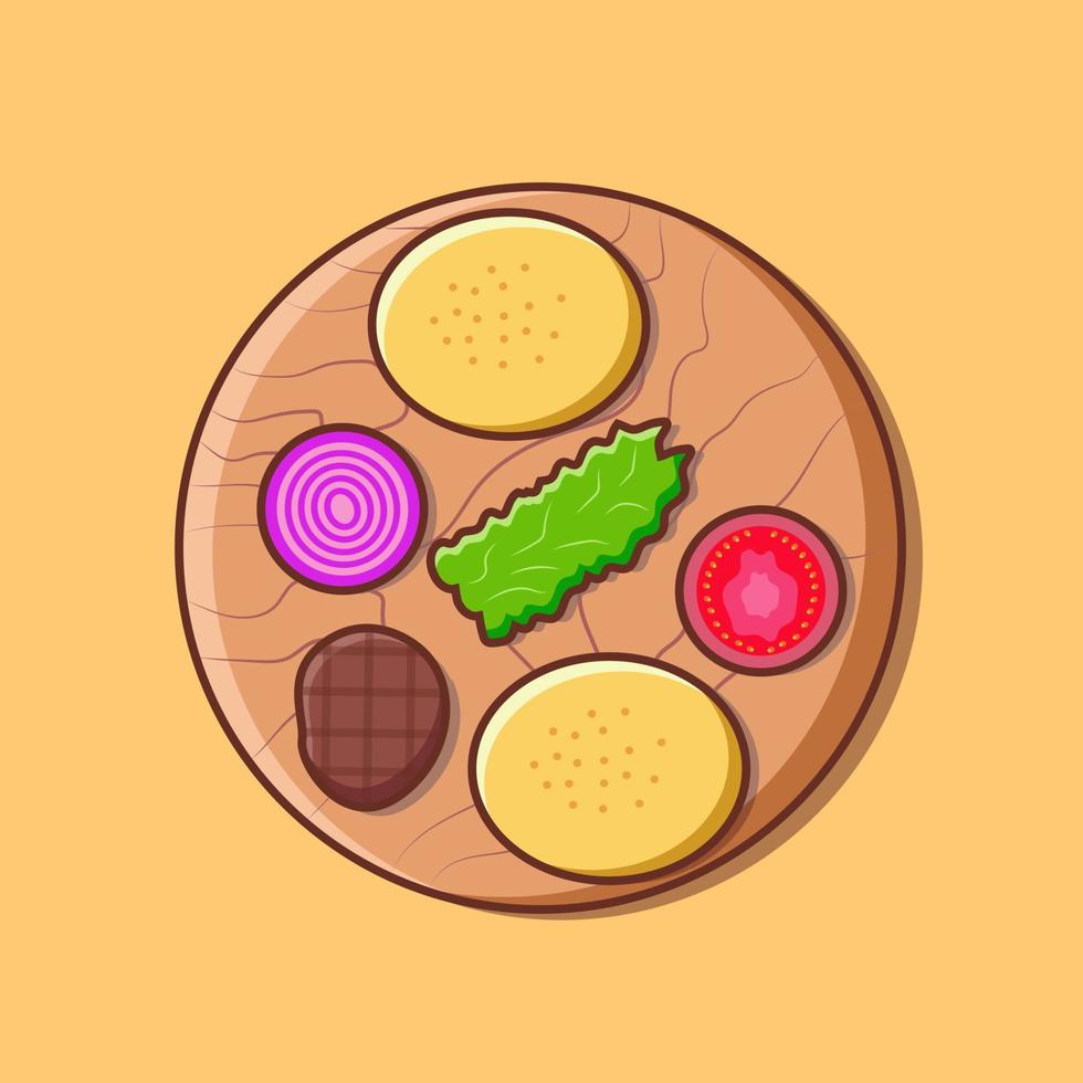 Burger-Zutaten-Illustration für Lebensmittel-Icon-Vektor vektor