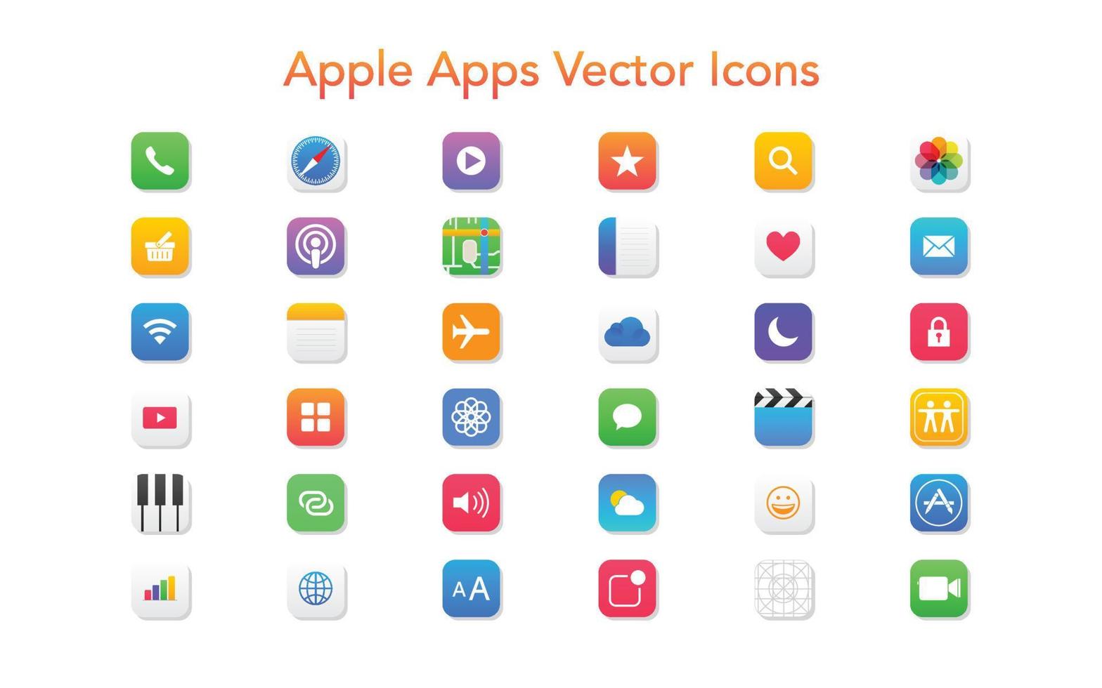 apple apps ikon vektor set gratis nedladdning