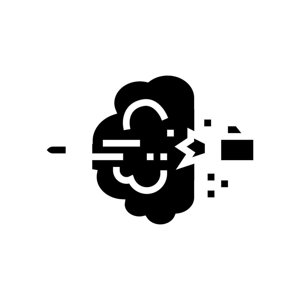 Kugel, die aus dem Glyphen-Symbol-Vektorillustration des Gewehrlaufs ausgestoßen wird vektor