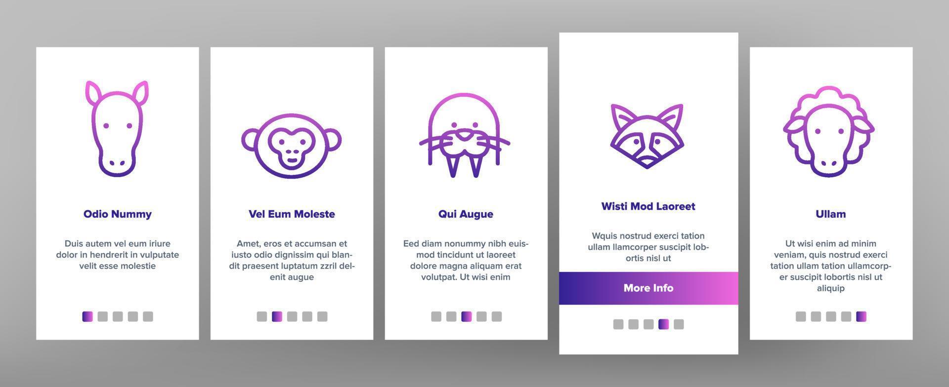 djur samling vilda och gård onboarding set vektor