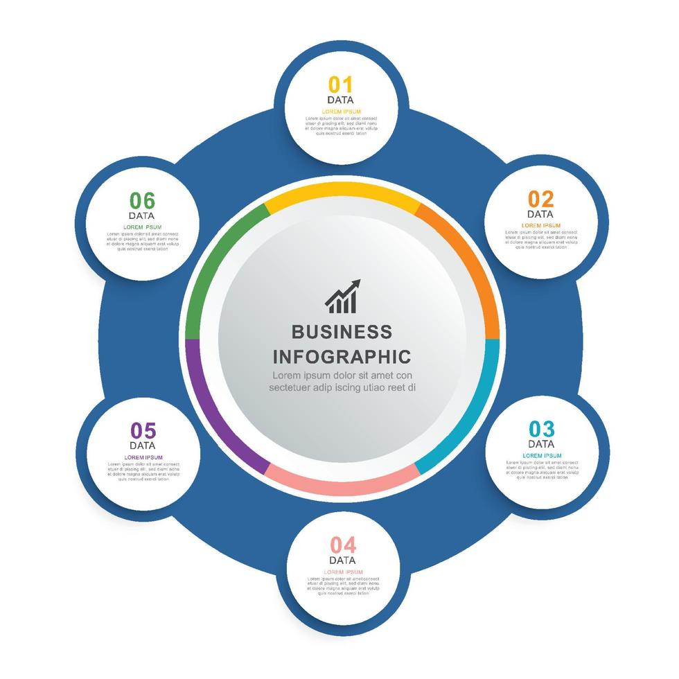 Infografik-Kreis-Zeitleiste mit Datenvorlage mit 6 Zahlen. Vektor-Illustration abstrakter Hintergrund. vektor