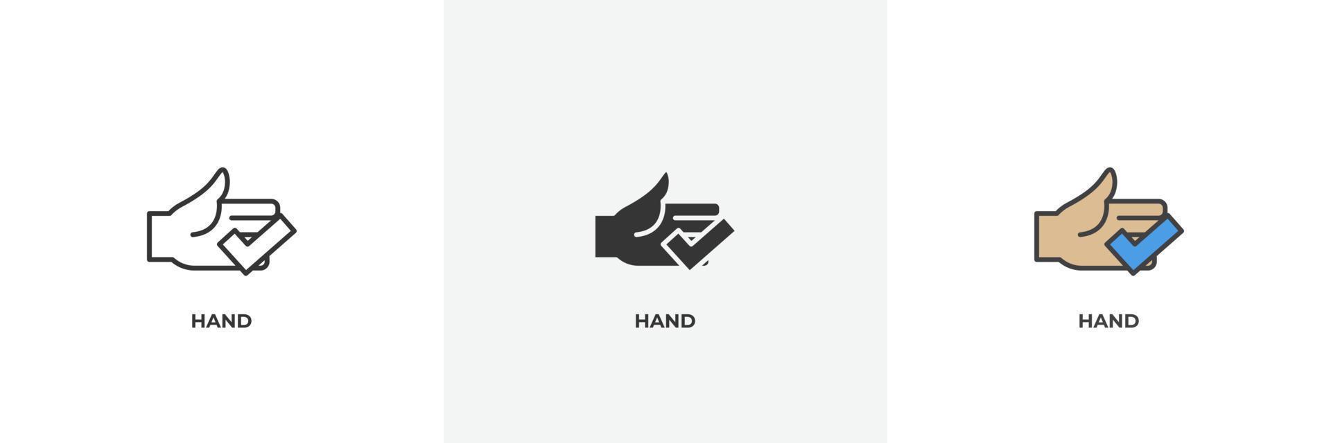 Hand-Symbol. Linie, solider und gefüllter Umriss bunte Version, Umriss und gefülltes Vektorzeichen. ideensymbol, logoillustration. Vektorgrafiken vektor