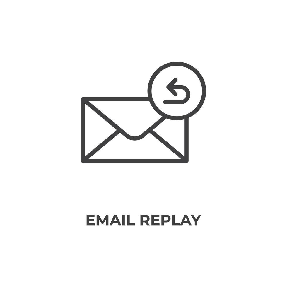 Das Vektorzeichen des E-Mail-Wiedergabesymbols ist auf einem weißen Hintergrund isoliert. Symbolfarbe editierbar. vektor
