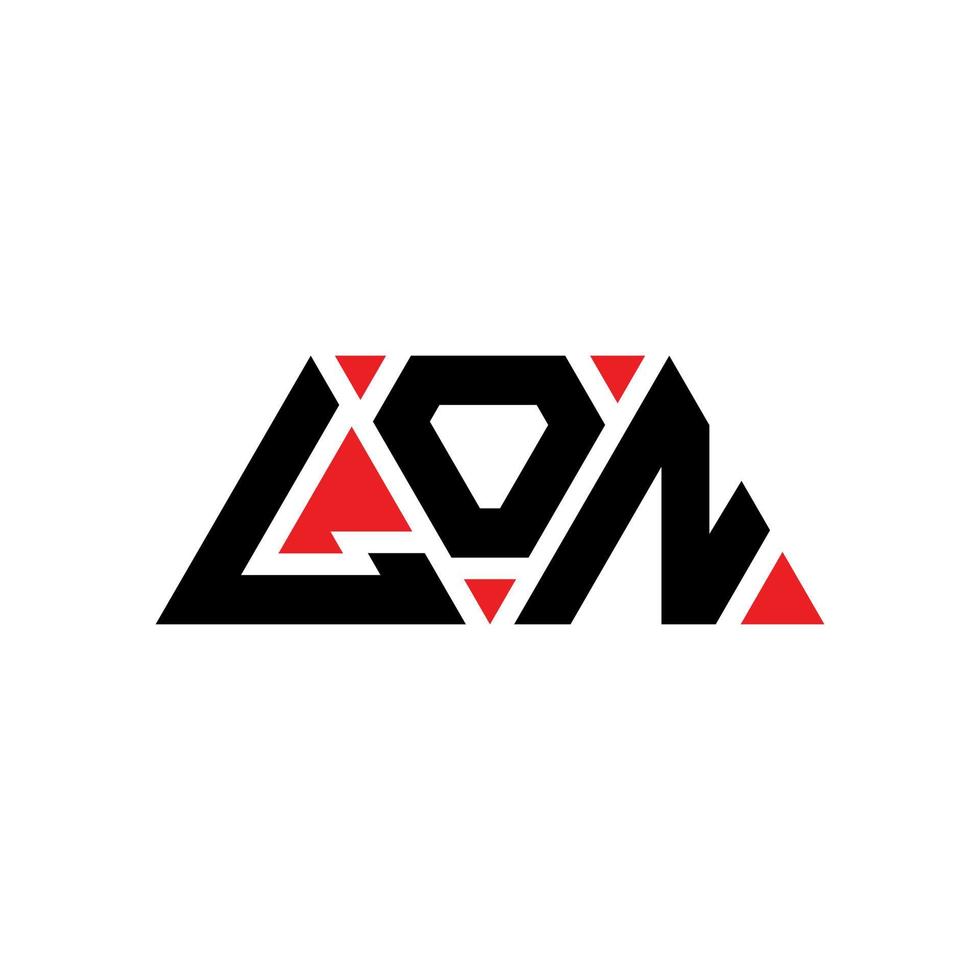 Lon-Dreieck-Buchstaben-Logo-Design mit Dreiecksform. Lon-Dreieck-Logo-Design-Monogramm. Lon-Dreieck-Vektor-Logo-Vorlage mit roter Farbe. lon dreieckiges Logo einfaches, elegantes und luxuriöses Logo. lon vektor