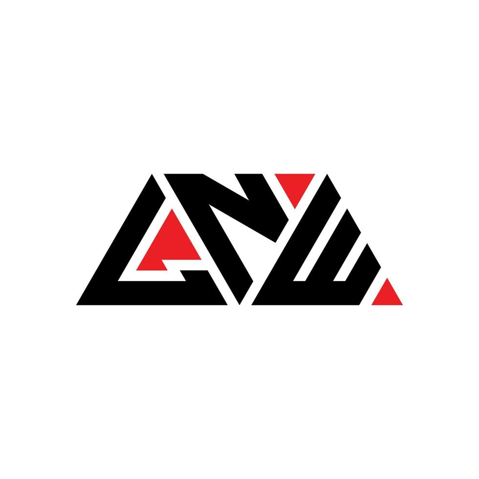 Lnw triangelbokstavslogotypdesign med triangelform. Lnw triangel logotyp design monogram. Lnw triangel vektor logotyp mall med röd färg. lnw trekantig logotyp enkel, elegant och lyxig logotyp. lnw
