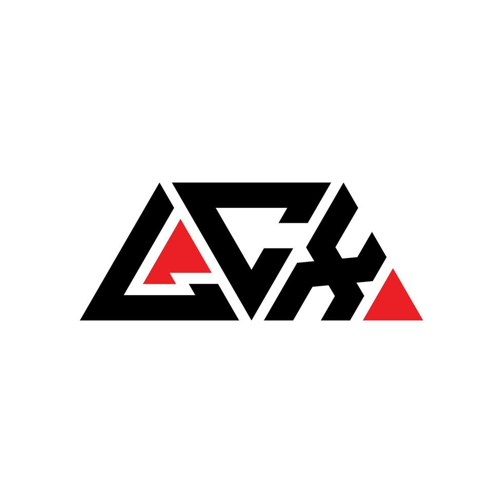 lcx-Dreieck-Buchstaben-Logo-Design mit Dreiecksform. lcx-Dreieck-Logo-Design-Monogramm. lcx-Dreieck-Vektor-Logo-Vorlage mit roter Farbe. lcx dreieckiges Logo einfaches, elegantes und luxuriöses Logo. lcx vektor