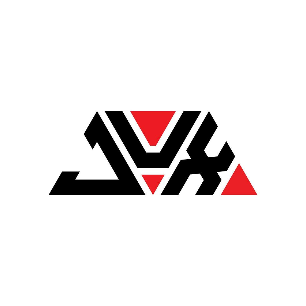 Jux-Dreieck-Buchstaben-Logo-Design mit Dreiecksform. Jux-Dreieck-Logo-Design-Monogramm. Jux-Dreieck-Vektor-Logo-Vorlage mit roter Farbe. Jux dreieckiges Logo einfaches, elegantes und luxuriöses Logo. jux vektor