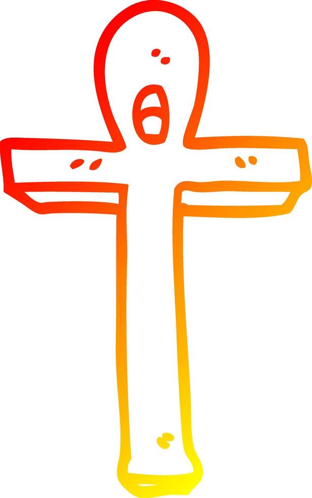 warme abstufungslinie zeichnung cartoon ankh symbol vektor