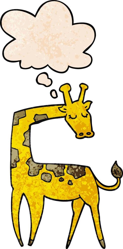 karikaturgiraffe und gedankenblase im schmutzbeschaffenheitsmusterstil vektor