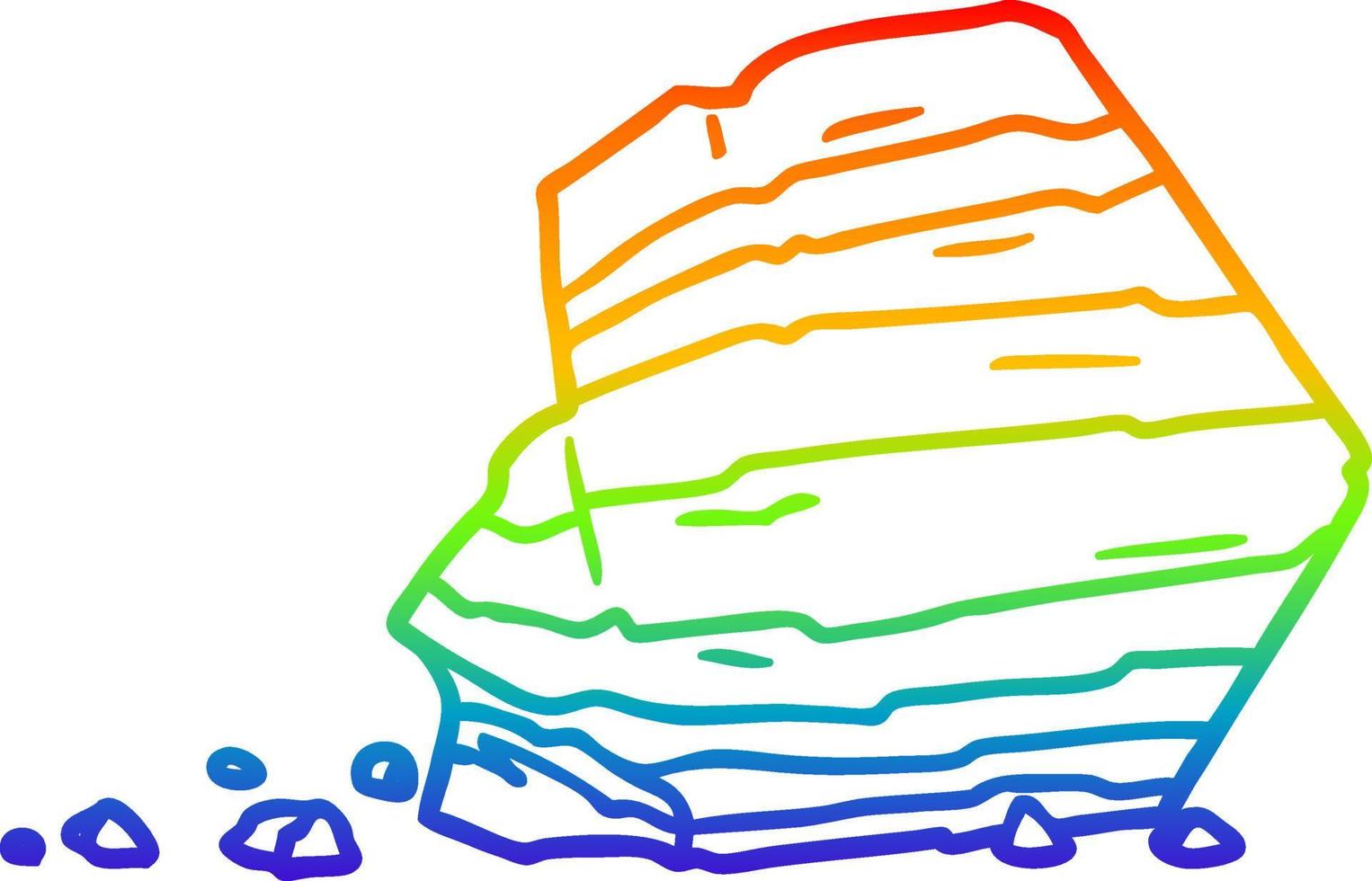 regenbogenverlaufslinie zeichnung cartoon großer felsen vektor