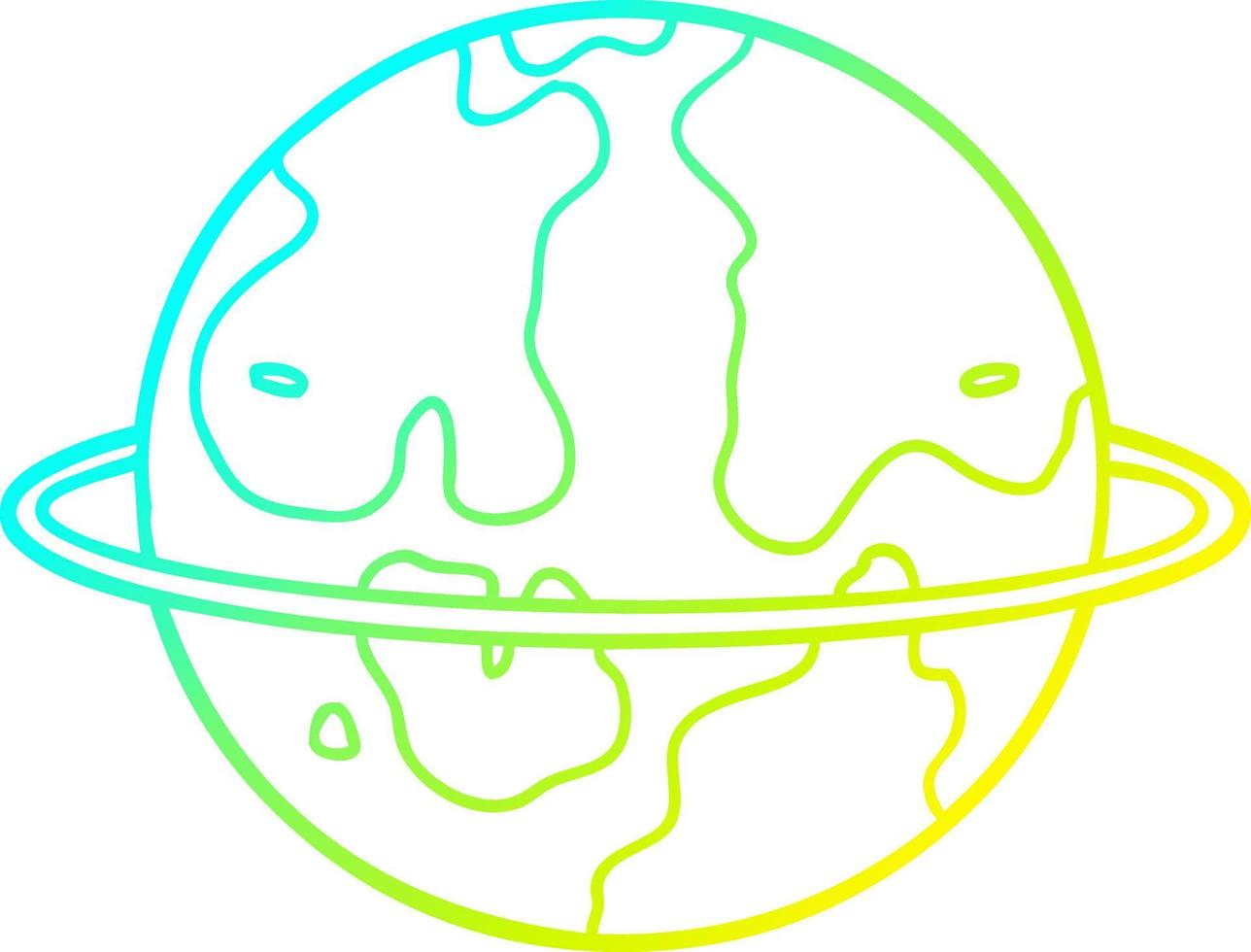 Kalte Gradientenlinie Zeichnung Cartoon Alien Planet vektor