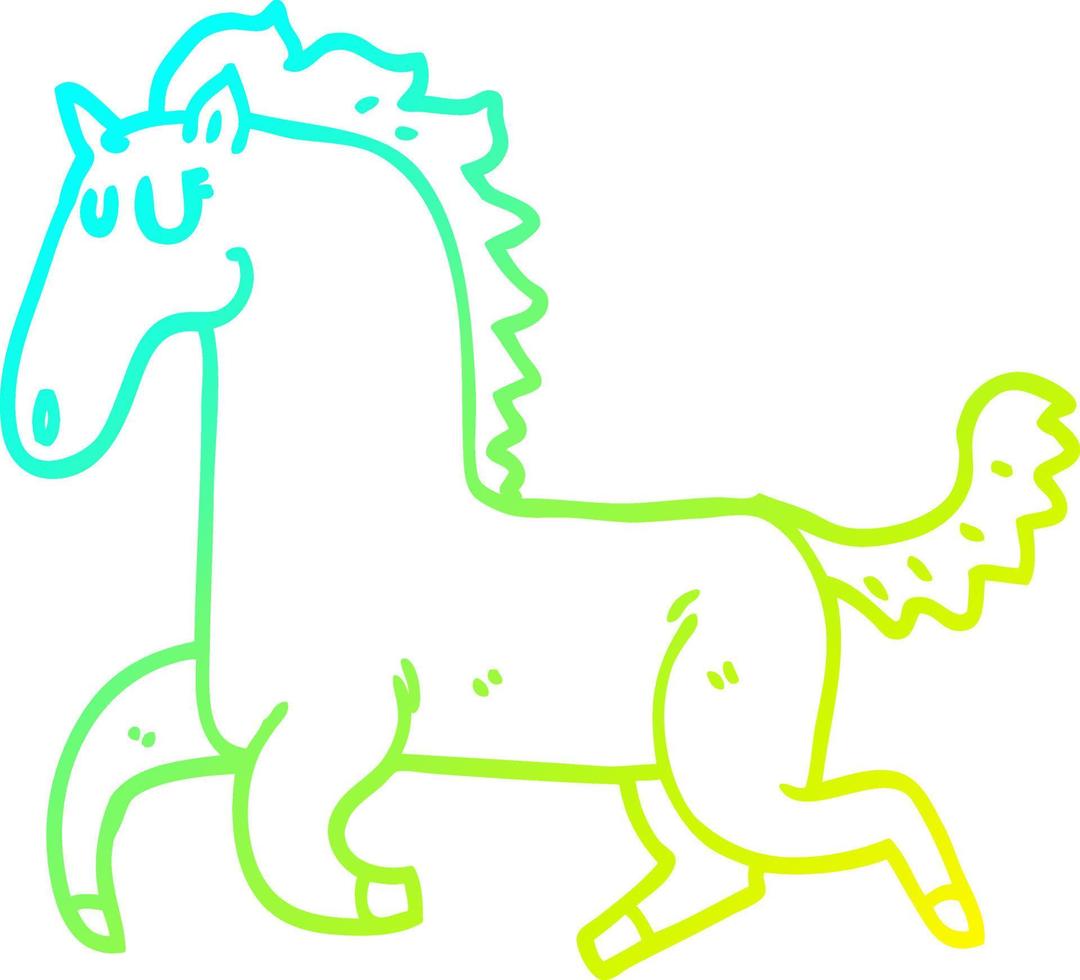 Kalte Gradientenlinie Zeichnung Cartoon laufendes Pferd vektor