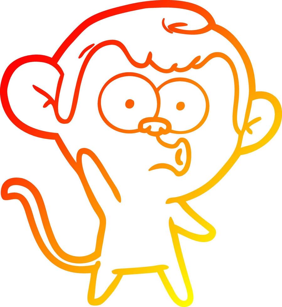 warme Gradientenlinie Zeichnung Cartoon schreiender Affe vektor