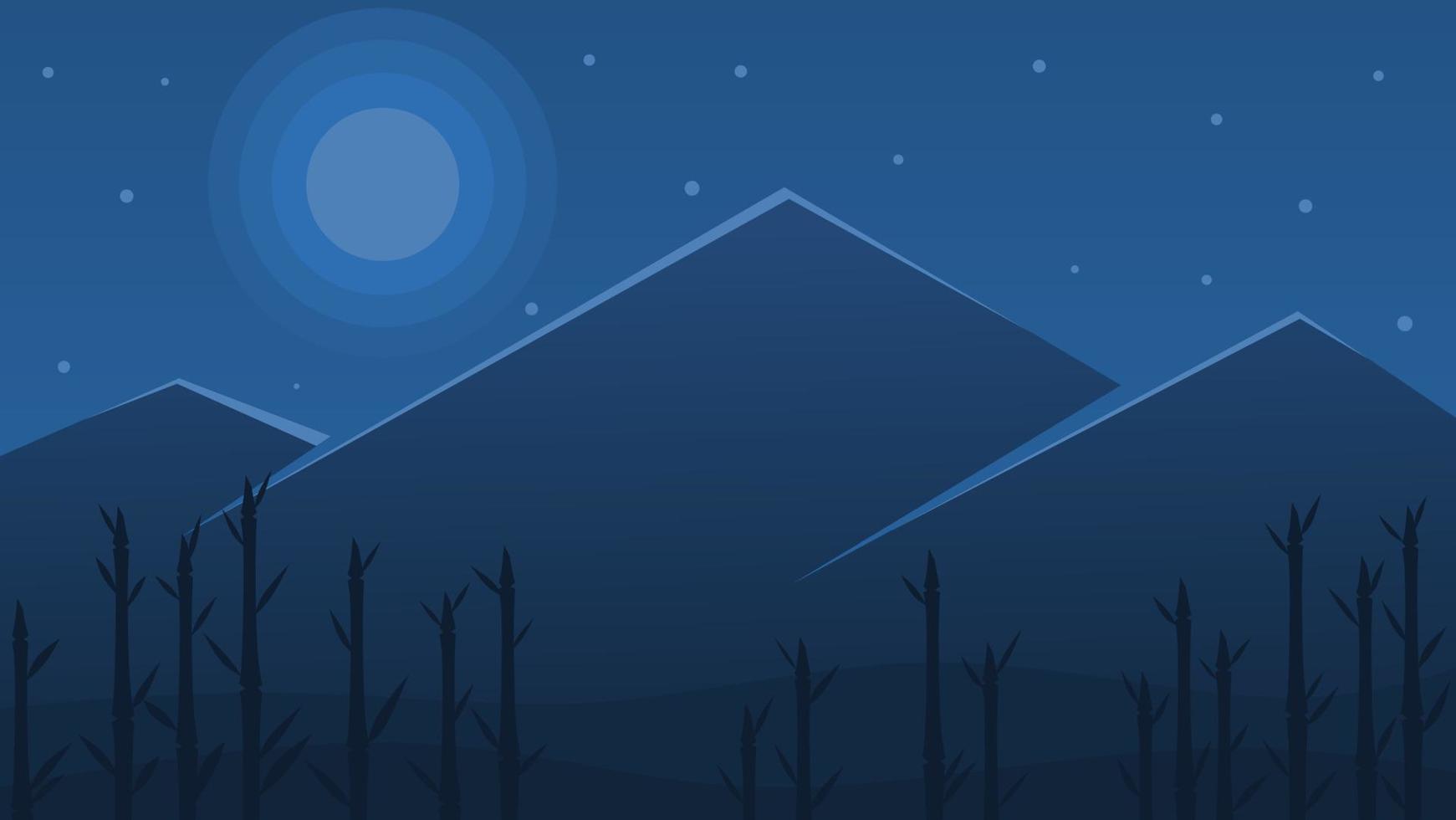 Nachtnatur-Hintergrundillustration mit Bambusbäumen vektor