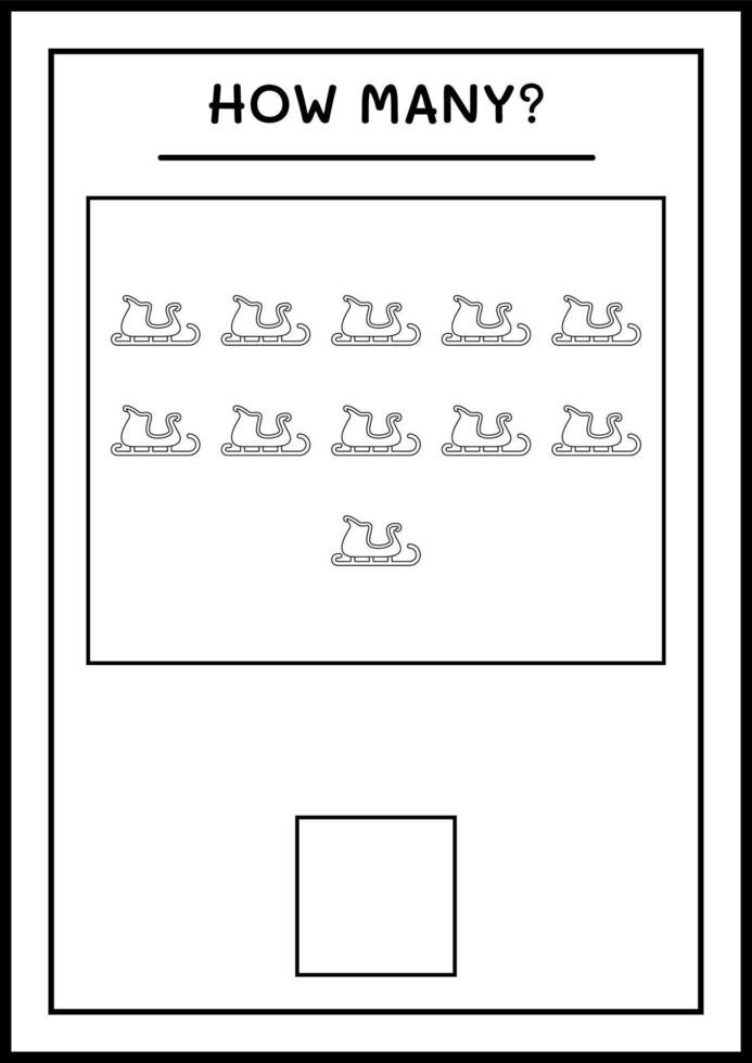 hur många jultomten släde, spel för barn. vektor illustration, utskrivbart kalkylblad