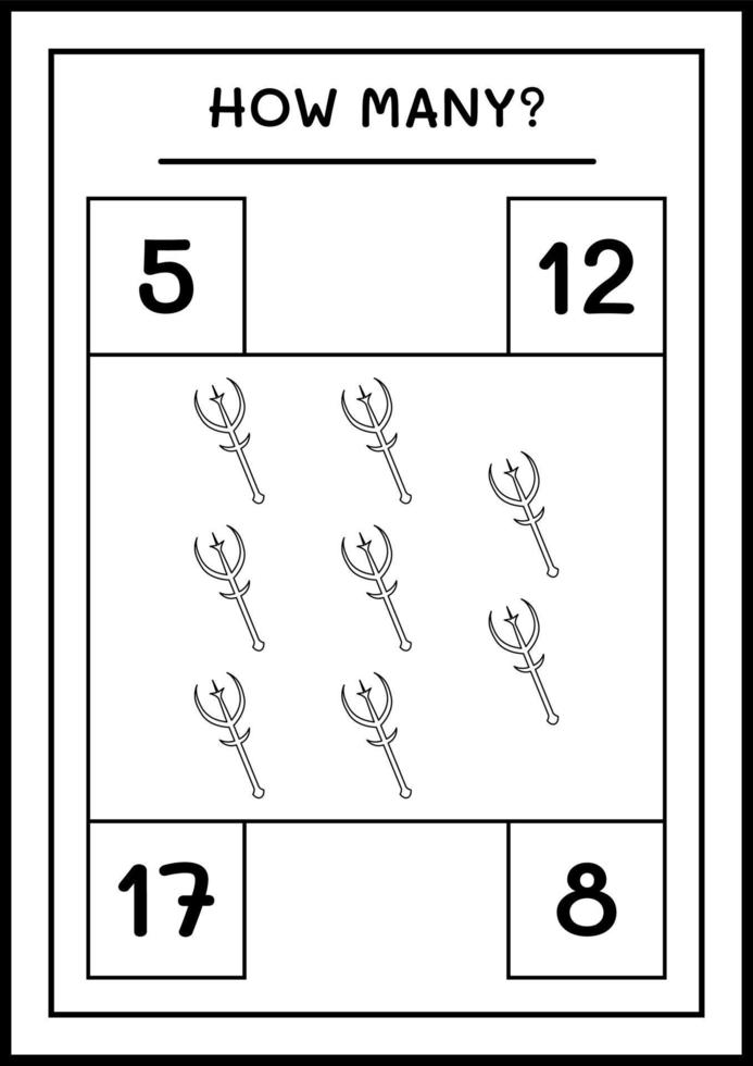 hur många spjut, spel för barn. vektor illustration, utskrivbart kalkylblad