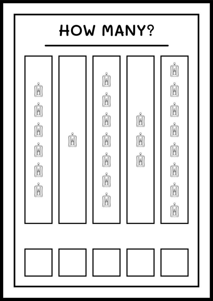 wie viele Laterne, Spiel für Kinder. Vektorillustration, druckbares Arbeitsblatt vektor